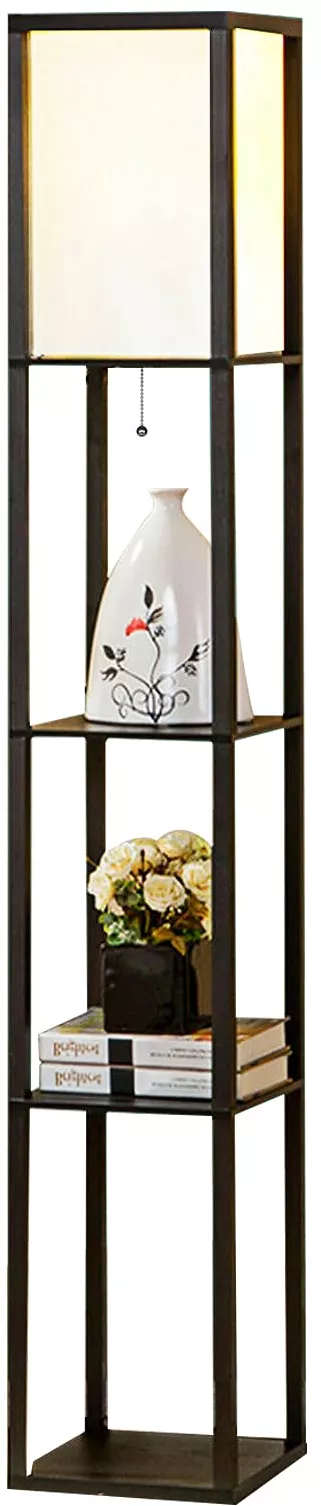 Yu Yusing Floor Lamp with Wooden Shelf Interior Lighting 1.6m Wood Floor Lamp with Shelves for Bedroom and Living Room : Amazon.de: Lighting